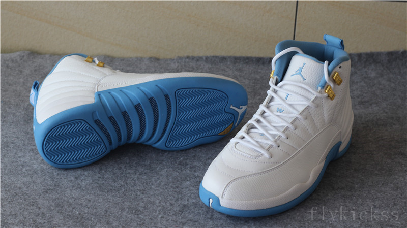 Authentic Air Jordan 12 Melo White University Blue